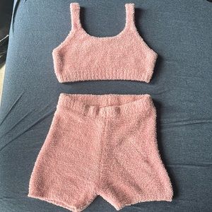 Colsie Fuzzy Matching Sleep Shorts and Tank Set